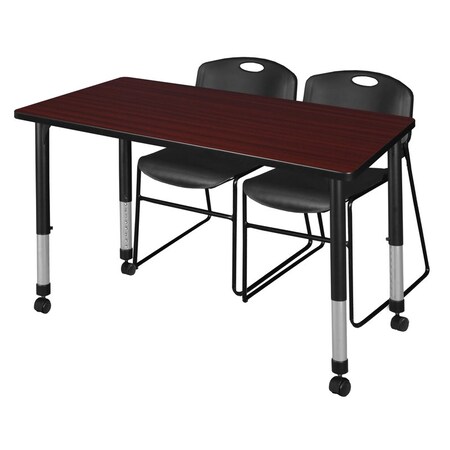 Regency Tables > Height Adjustable > Rectangular Mobile Table & Chair Sets, 48 W, 30 L, 23-34 H, Mahogany MT4830MHAPCBK44BK